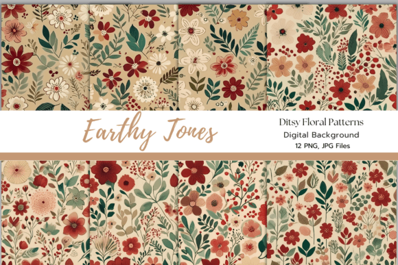 Download Earthy Tones Ditsy Florals Digital Paper - Earthy tones Collection