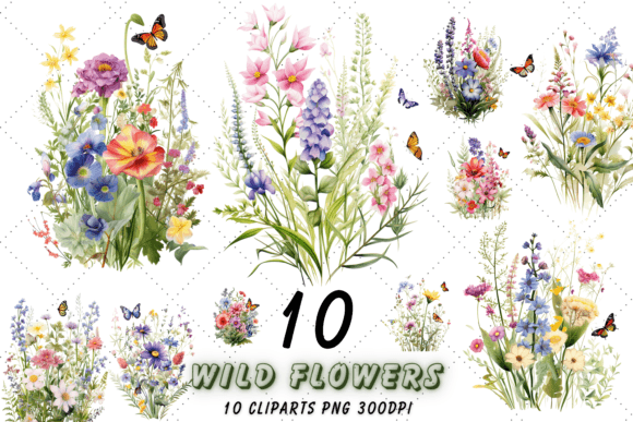 Download Watercolor Wild Flowers Clipart Bundle - Watercolor wild flowers Collection