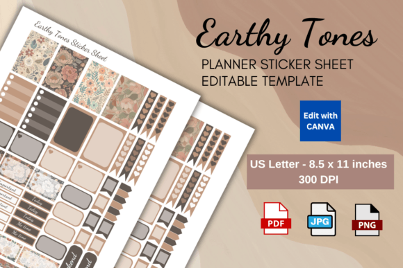 Download Earthy Tones Planner Sticker Sheet - Earthy tones Collection