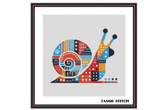 Download Modern Geometric Snail Cross Stitch - Modern geometric Collection