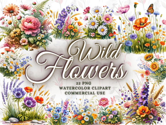 Download Watercolor Wild Flowers Clipart Png - Watercolor wild flowers Collection