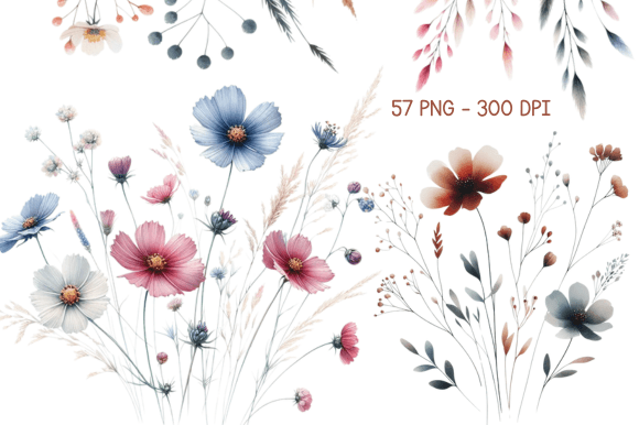 Download Watercolor Wild Flowers Sublimation PNG - Watercolor wild flowers Collection